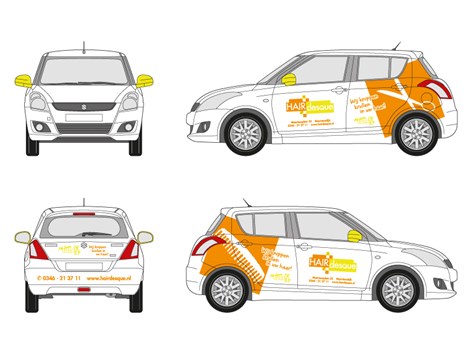 Ontwerptekening autobelettering Hairdesque