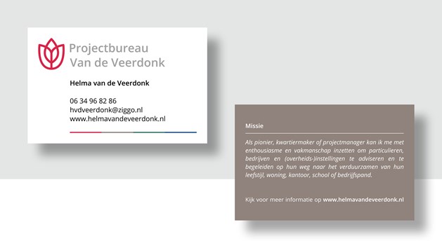 Parel Promotie portfolio visitekaartje Projectbureau Van de Veerdonk